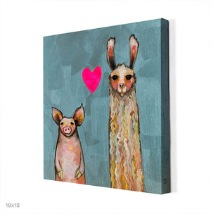 Llama Loves Pig - Blue Wall Art-Wall Art-Jack and Jill Boutique