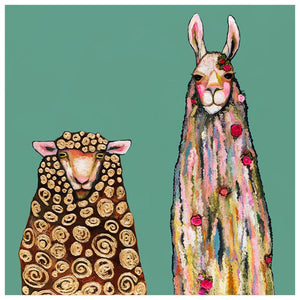 Llama Loves Sheep On Teal Wall Art-Wall Art-Jack and Jill Boutique