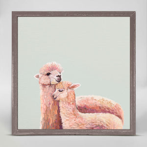 Llama Mama Snuggles - Mini Framed Canvas-Mini Framed Canvas-Jack and Jill Boutique