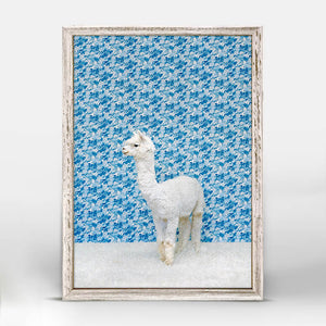 Llama On Blue - Mini Framed Canvas-Mini Framed Canvas-Jack and Jill Boutique