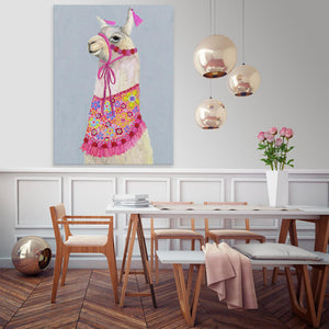 Llama With Apron - Soft Blue Wall Art-Wall Art-Jack and Jill Boutique