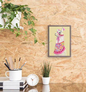 Llama With Apron - Mini Framed Canvas-Mini Framed Canvas-Jack and Jill Boutique