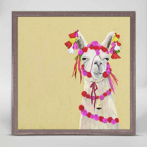 Llama With Poms - Mini Framed Canvas-Mini Framed Canvas-Jack and Jill Boutique