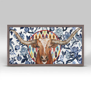 Longhorn On Chinoiserie - Mini Framed Canvas-Mini Framed Canvas-Jack and Jill Boutique
