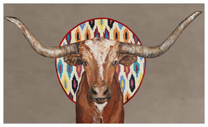 Longhorn On Geo - Taupe Wall Art-Wall Art-Jack and Jill Boutique