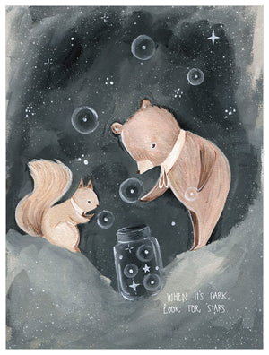 Look At The Stars - Squirrel And Bear Wall Art-Wall Art-Jack and Jill Boutique