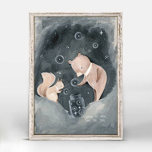 Look At The Stars - Squirrel And Bear Mini Framed Canvas-Mini Framed Canvas-Jack and Jill Boutique