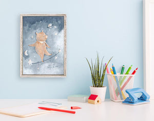 Look At The Stars - Tightrope Bear Mini Framed Canvas-Mini Framed Canvas-Jack and Jill Boutique