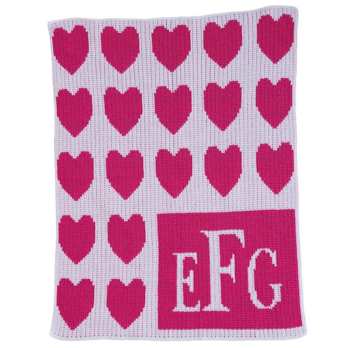 Lots of Hearts &amp; Monogram Personalized Stroller Blanket or Baby Blanket-Blankets-Jack and Jill Boutique