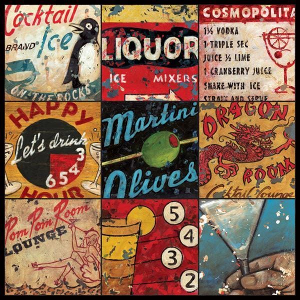 Lounge & Libations Collage | Happy Hour Art Collection | Canvas Art Prints-Canvas Wall Art-Jack and Jill Boutique
