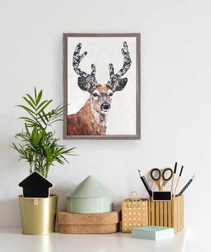 Magnus The Buck on Neutral Mini Framed Canvas-Mini Framed Canvas-Jack and Jill Boutique