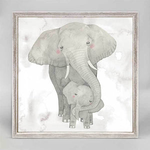 Mama And Baby Elephant - Mini Framed Canvas-Mini Framed Canvas-Jack and Jill Boutique