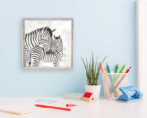Mama And Baby Zebra - Mini Framed Canvas-Mini Framed Canvas-Jack and Jill Boutique