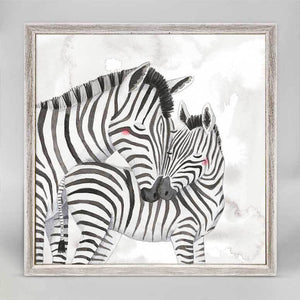 Mama And Baby Zebra - Mini Framed Canvas-Mini Framed Canvas-Jack and Jill Boutique