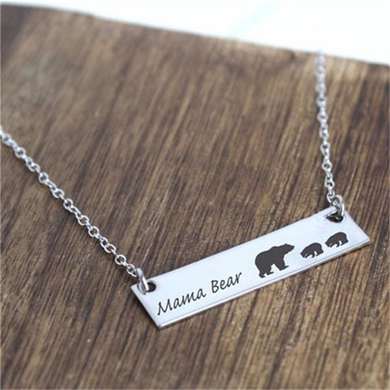 MAMA BEAR + BABY BEARS BAR PENDANT-Jewelry-Jack and Jill Boutique