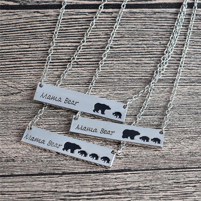MAMA BEAR + BABY BEARS BAR PENDANT-Jewelry-Jack and Jill Boutique
