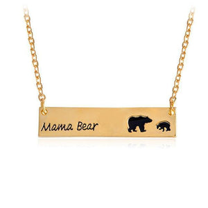 MAMA BEAR + BABY BEARS BAR PENDANT-Jewelry-Gold-1-Jack and Jill Boutique