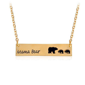 MAMA BEAR + BABY BEARS BAR PENDANT-Jewelry-Gold-2-Jack and Jill Boutique