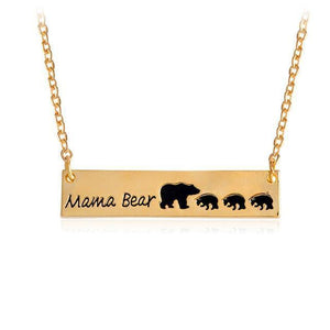MAMA BEAR + BABY BEARS BAR PENDANT-Jewelry-Gold-3-Jack and Jill Boutique