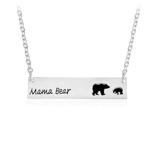 MAMA BEAR + BABY BEARS BAR PENDANT-Jewelry-Silver-1-Jack and Jill Boutique
