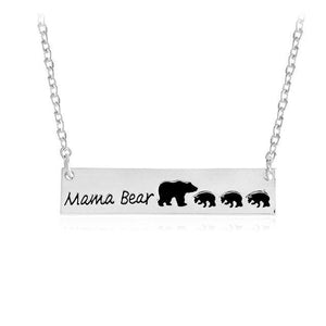 MAMA BEAR + BABY BEARS BAR PENDANT-Jewelry-Silver-3-Jack and Jill Boutique