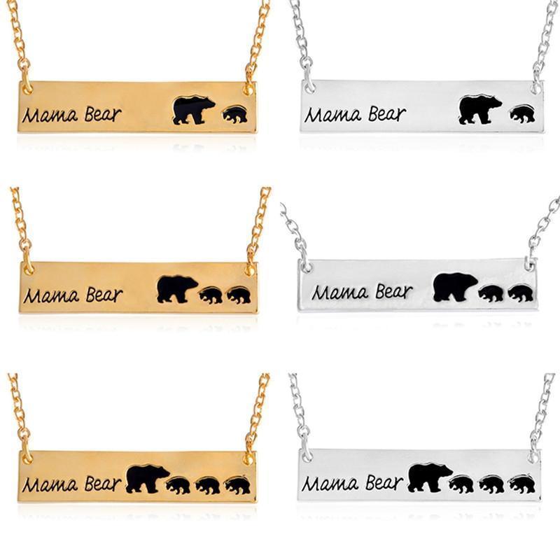 MAMA BEAR + BABY BEARS BAR PENDANT-Jewelry-Jack and Jill Boutique