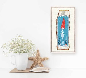 Mermaid In A Bottle - Mini Framed Canvas-Mini Framed Canvas-Jack and Jill Boutique