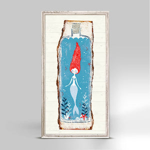 Mermaid In A Bottle - Mini Framed Canvas-Mini Framed Canvas-Jack and Jill Boutique