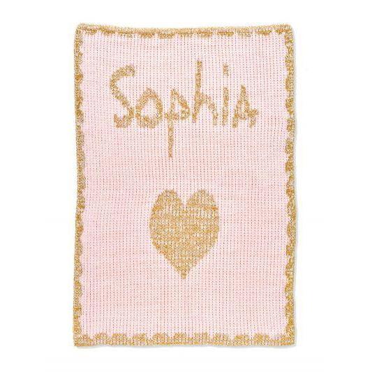 Metallic Single Heart & Scallopped Edge Personalized Blanket-Blankets-Jack and Jill Boutique