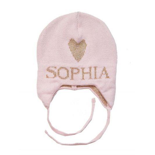 Metallic Single Heart Personalized Knit Hat-Hats-Jack and Jill Boutique