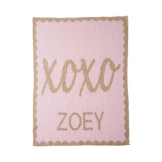 Metallic Hugs &amp; Kisses Name Personalized Blanket-Blankets-Jack and Jill Boutique