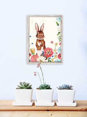 Miriam's Garden Rabbit - Mini Framed Canvas-Mini Framed Canvas-Jack and Jill Boutique