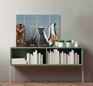 Miss Skunk And Crew On Plaid Wall Art-Wall Art-Jack and Jill Boutique