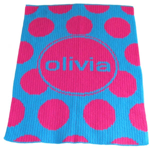 Modern Polka Dot & Name Personalized Stroller Blanket or Baby Blanket-Blankets-Jack and Jill Boutique