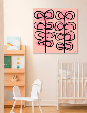 Modern Vines - Pink Wall Art-Wall Art-24x24 Canvas-Jack and Jill Boutique
