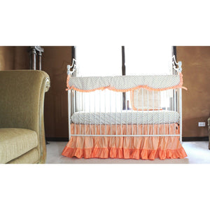 Molly's Gold Dots and Coral Ruffle Crib Bedding Set | Daybed Bedding-Crib Bedding Set-Jack and Jill Boutique