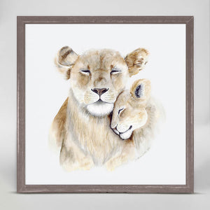 Mom and Baby Lions - Mini Framed Canvas-Mini Framed Canvas-Jack and Jill Boutique