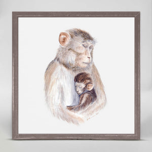 Mom and Baby Monkeys - Mini Framed Canvas-Mini Framed Canvas-Jack and Jill Boutique