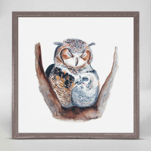 Mom and Baby Owls - Mini Framed Canvas-Mini Framed Canvas-Jack and Jill Boutique