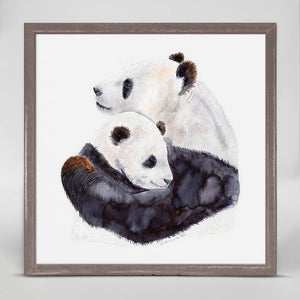 Mom and Baby Pandas - Mini Framed Canvas-Mini Framed Canvas-Jack and Jill Boutique
