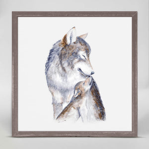 Mom and Baby Wolves - Mini Framed Canvas-Mini Framed Canvas-Jack and Jill Boutique
