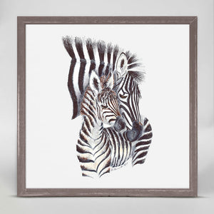 Mom and Baby Zebras - Mini Framed Canvas-Mini Framed Canvas-Jack and Jill Boutique