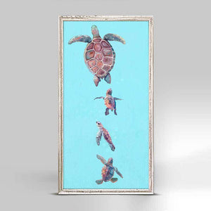Momma And Baby Turtles - Mini Framed Canvas-Mini Framed Canvas-Jack and Jill Boutique