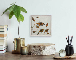 Monarchs - Silver Mini Framed Canvas-Mini Framed Canvas-Jack and Jill Boutique