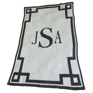 Monogram and Scroll Border Personalized Stroller Blanket or Baby Blanket-Blankets-Jack and Jill Boutique
