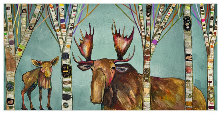 Moose Birch Tree Forest Wall Art-Wall Art-Jack and Jill Boutique