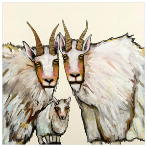 Mountain Goat Family Portrait - Cream Wall Art-Wall Art-Jack and Jill Boutique