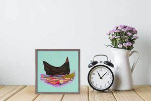 Nesting Hens - Black Hen Mini Framed Canvas-Mini Framed Canvas-Jack and Jill Boutique