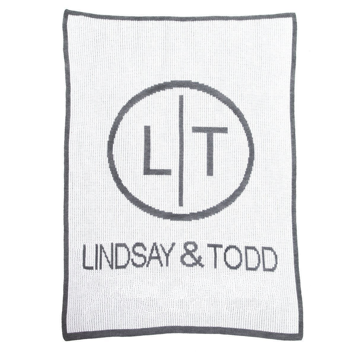 Newlywed Initial &amp; Name Personalized Stroller Blanket or Baby Blanket-Blankets-Jack and Jill Boutique