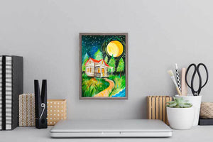 Night Cabin - Mini Framed Canvas-Mini Framed Canvas-Jack and Jill Boutique